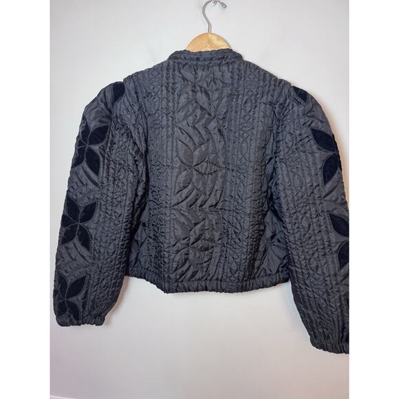 Free people Quinn Black Floral Embroidered Quilted Jacket S NWT $198 - Picture 4 of 16